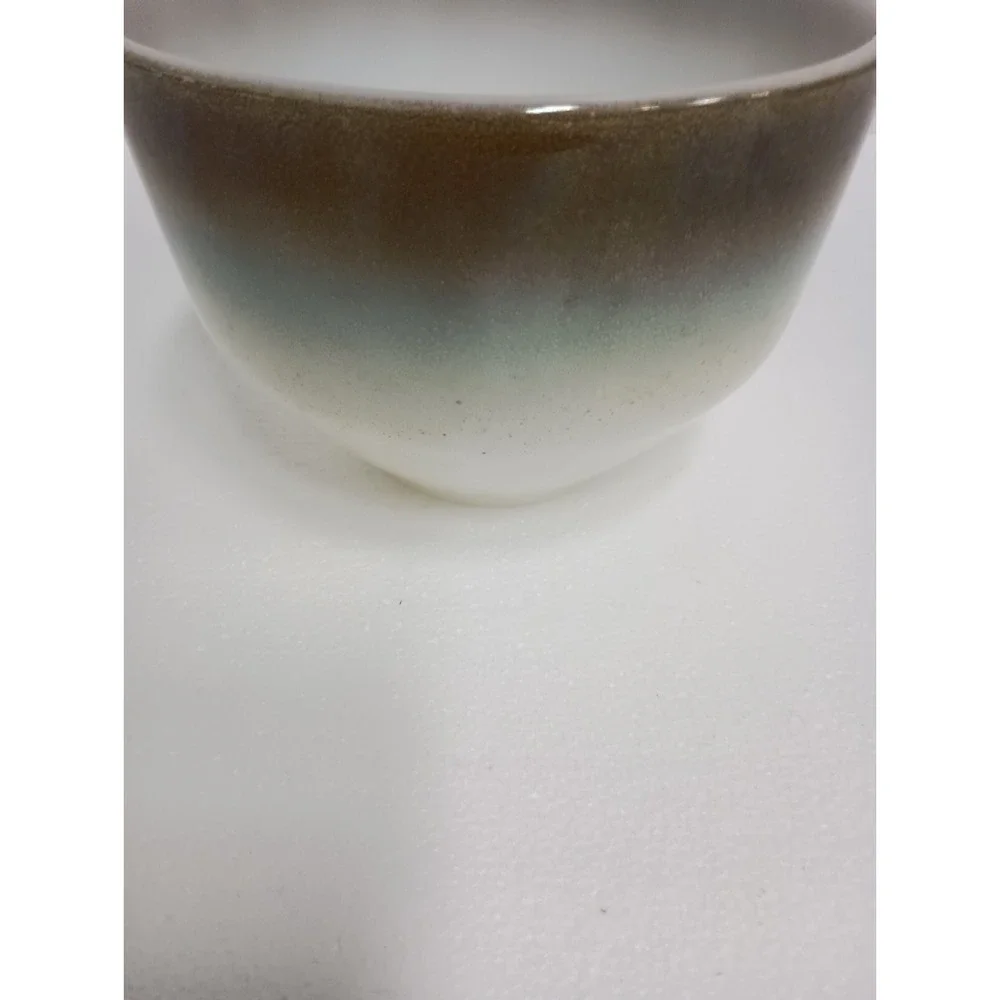 Vintage Federal Glass Ombre Milk Glass Heat Proof Mixing Bowl Round  Mid Century